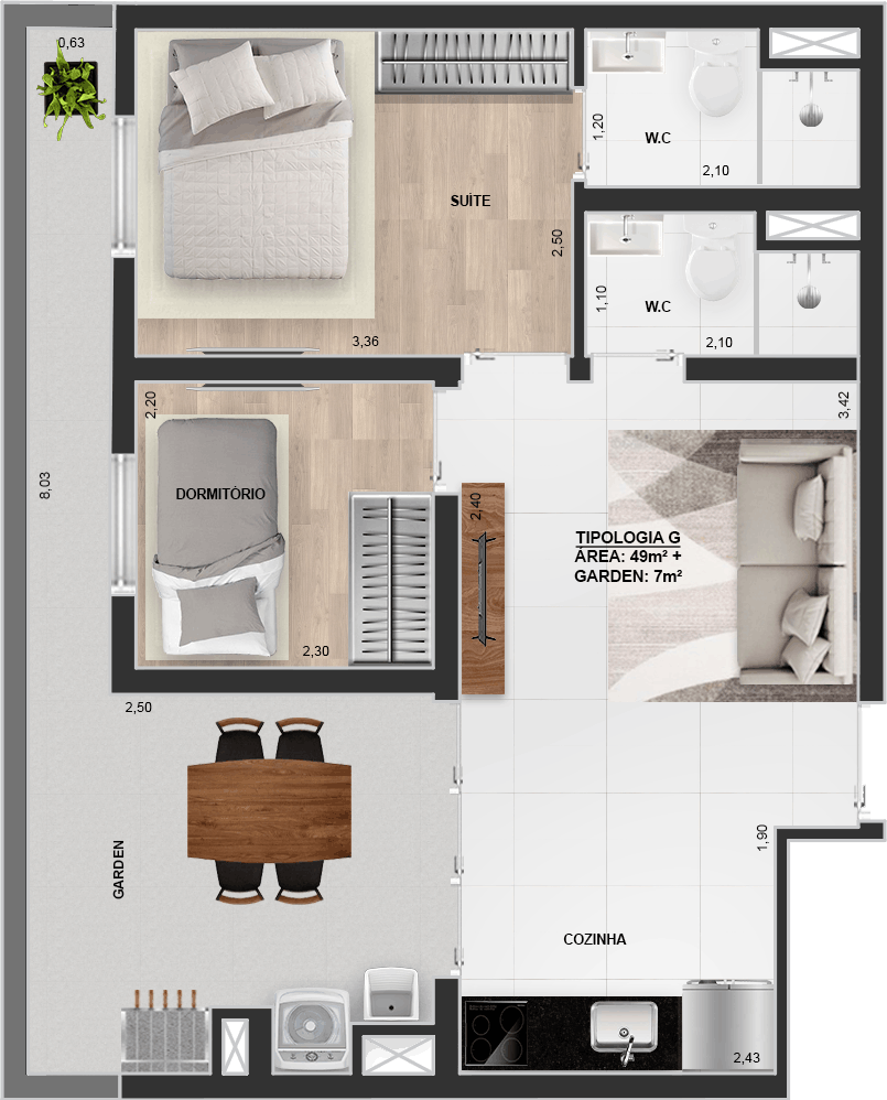 Planta 49m²